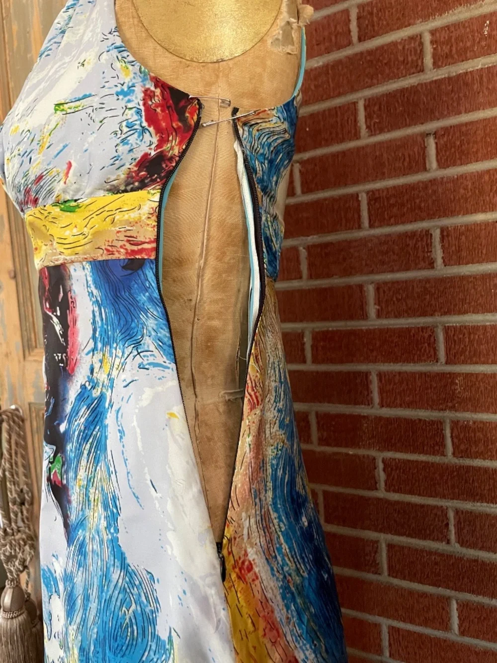Diane Von Furstenberg Vintage Y2K Silk Dress - Abstract Print Sleeveless - V Nec - Picture 8 of 10